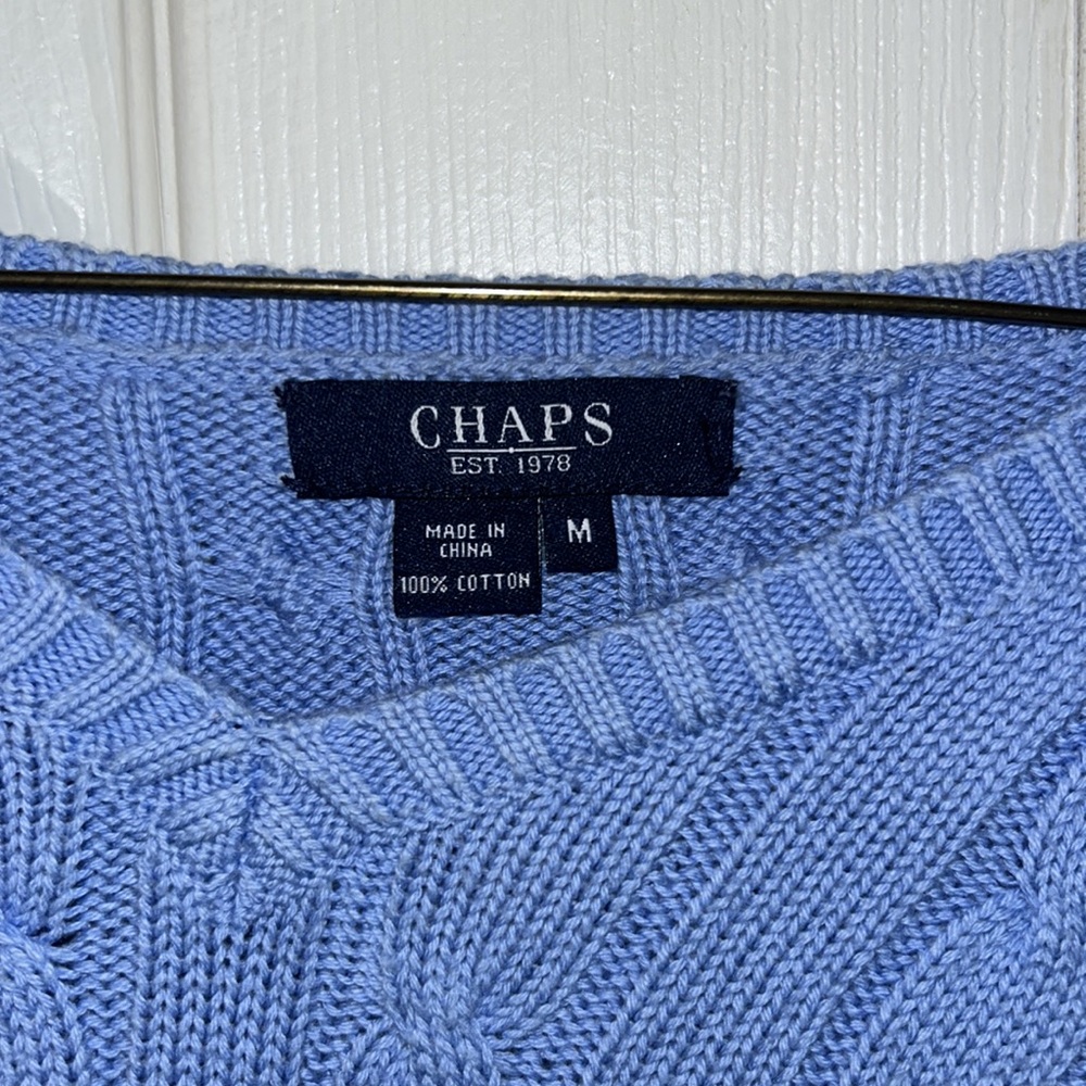 Chaps Women's Cable Knit Light Blue Sweater - Picture 4 of 4